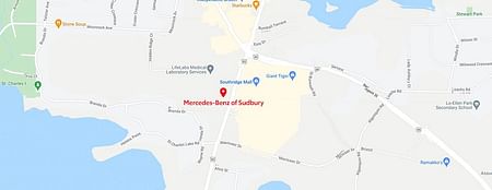 map of Mercedes Benz of Sudbury