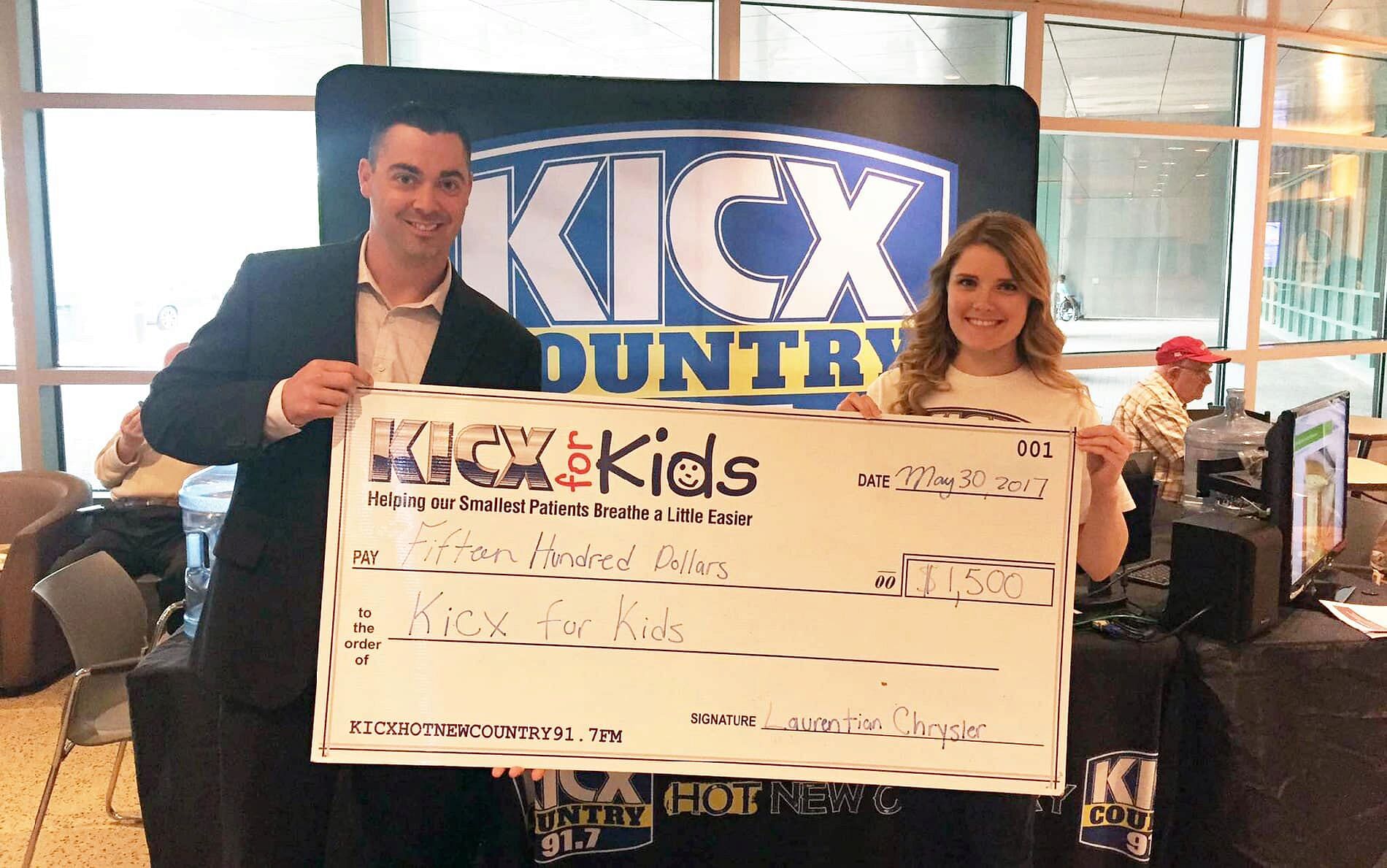 KICX For Kids Donation from Laurentian Chrysler